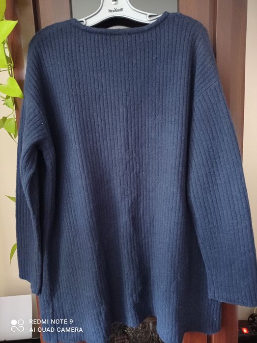 Kardigan sweter z kieszeniami Bonprix bpc 44/46 l XL granatowy