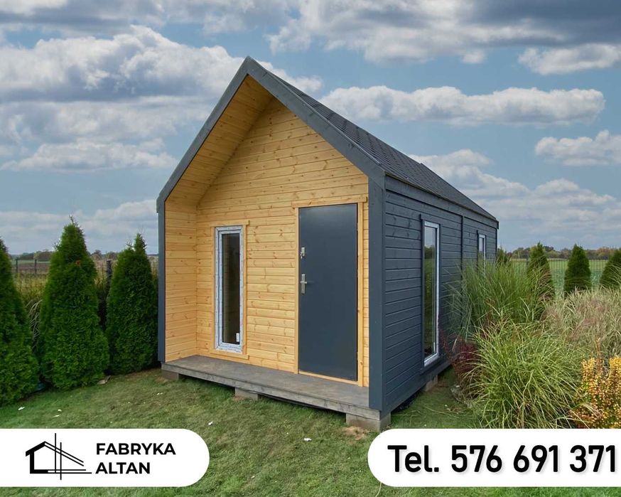 Nowoczesny domek stodoła, drewniany, 3.5x5 Fabryka Altan