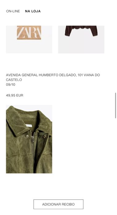 Casaco Zara Bomber Camurça – PORTES INCLUÍDOS