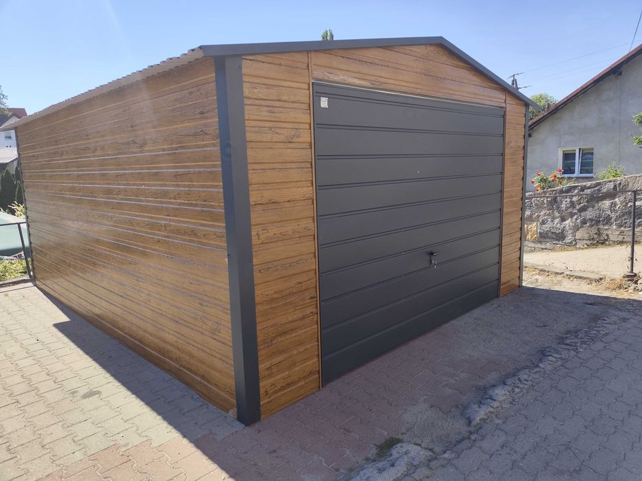 Garaż Blaszany 3mx5m Imitacja Drewna