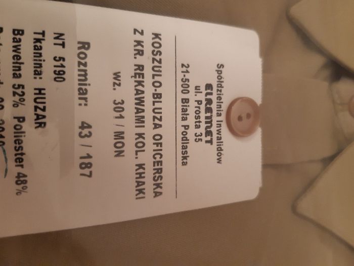 Koszulo-Bluza Oficerska z Krótkimi Rękawami wz. 301/MON - Nowa!