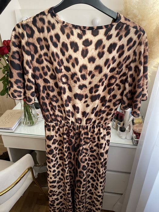 Sukienka maxi w panterkę Boohoo 36 S