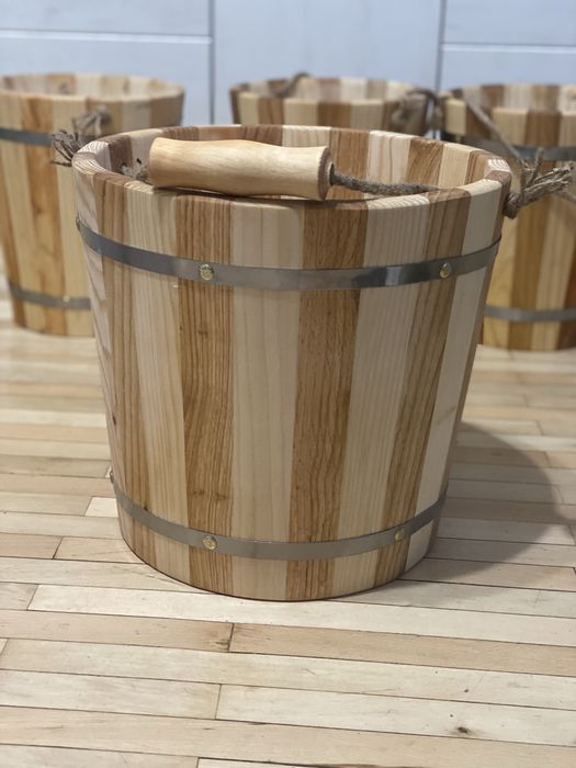 Відро деревяне  7л 10л 13л 18л черпаки деревяні для спа бані сауни
