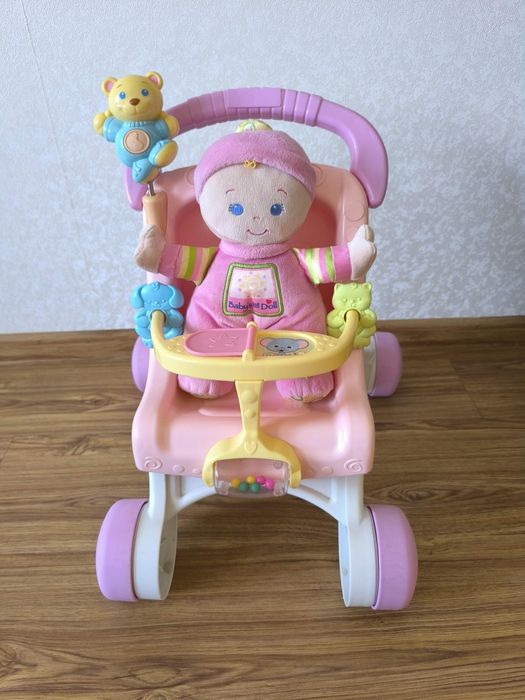 Коляска – ходунки і лялька мягка з брязкальцем Fisher-Price
