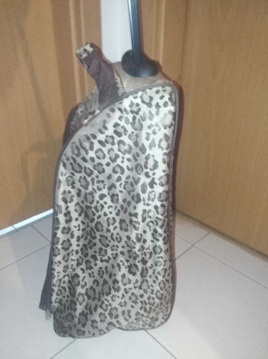 Mala viagem trolley padrão leopardo 50x25cm