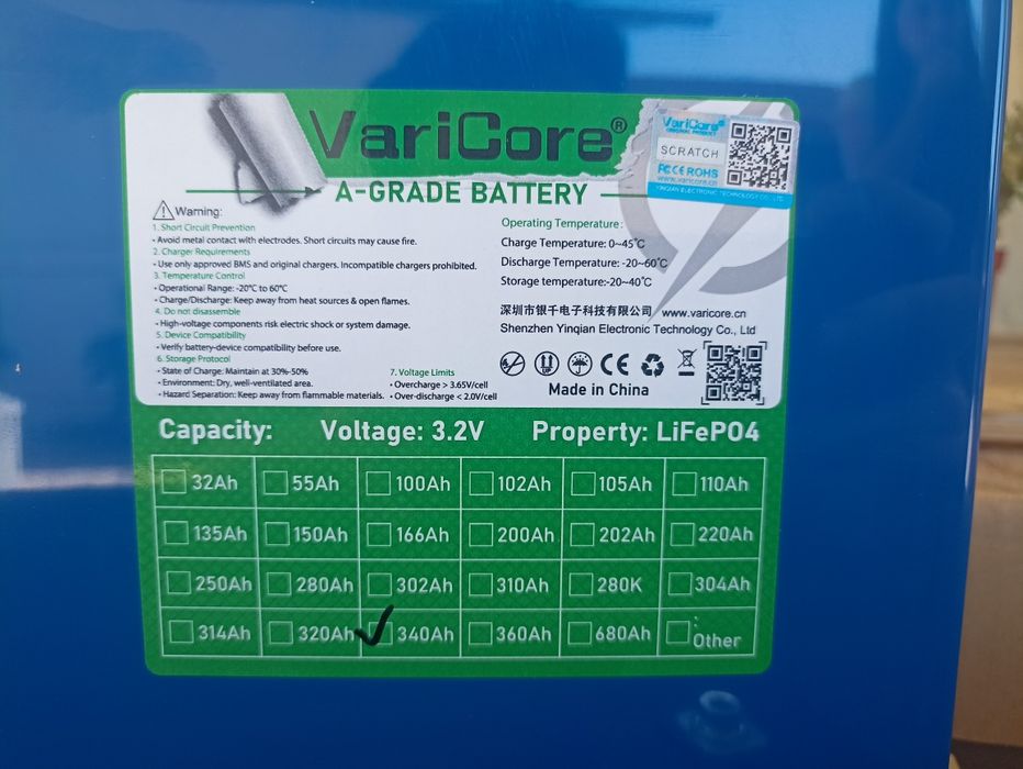 Células de bateria LifePo4 340ah  3.2v Novas