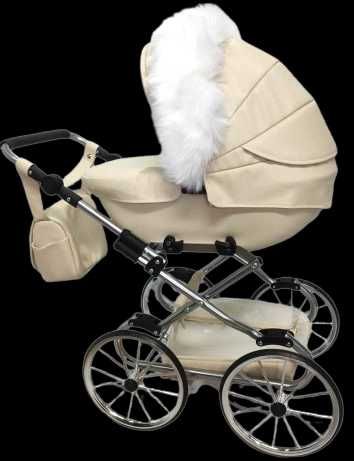 Duży Wózek Dla Lalek Głęboki Retro Darsi Eko Skóra Jackmar