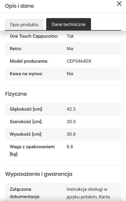 Ekspres BEKO CaffeExperto CEP5464DX z modułem do kapsułek Nespresso