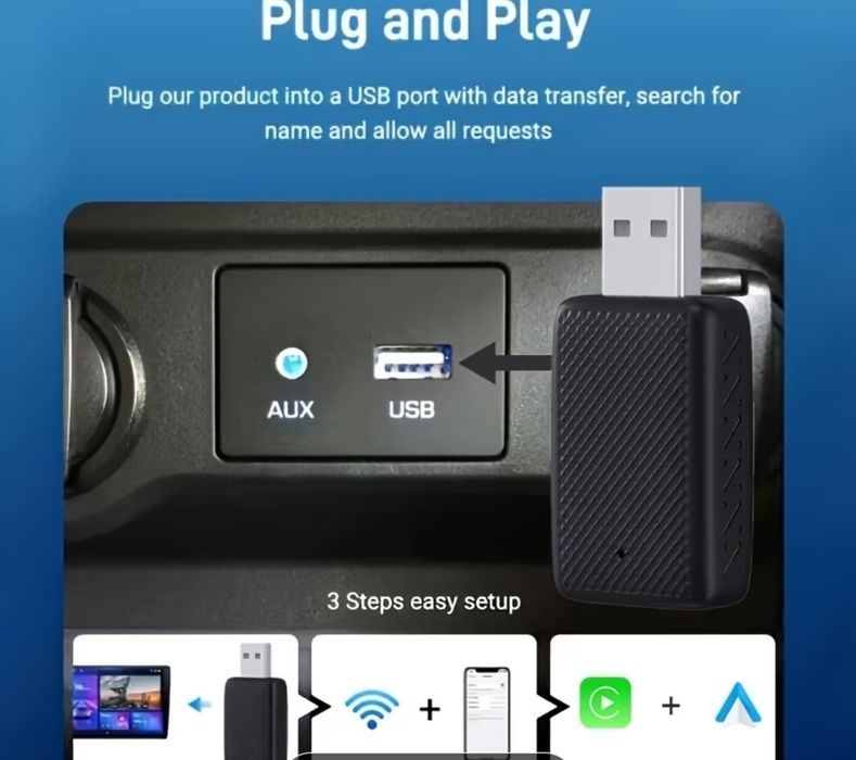 Bezprzewodowy Adapter CarPlay i Android Auto Mini - Konwerter