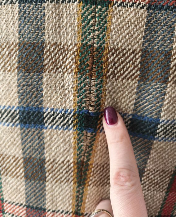 Jedwabna marynarka vintage marki Daks w kratę perełka vintage rozmiar