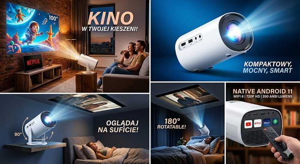 Projektor Rzutnik Android Smart TV LED