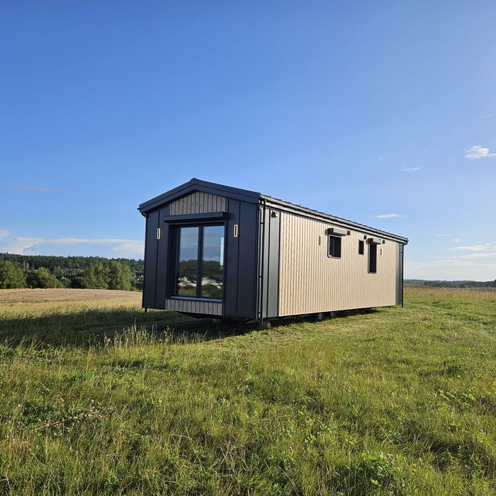 Domek mobilny na kołach Nowy Wyposażony drewniany na zgłoszenie