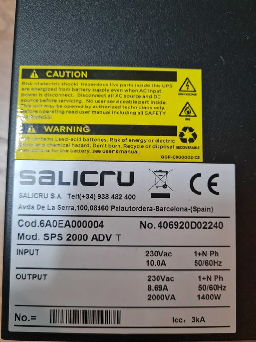 UPS Salicru SPS 2000 ADV T — 2000 VA / 1400 W