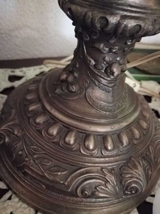 Candeeiro mesa em porcelana, base em bronze - anos 50