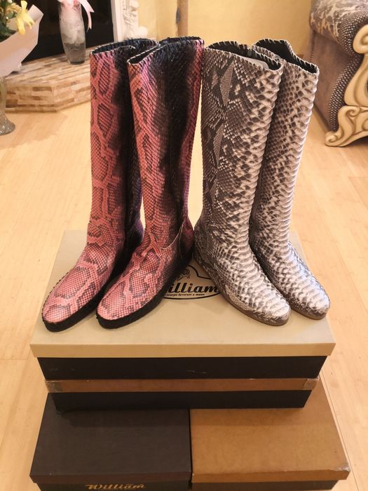Распродажа - 78%. Последние 2 пары. Крутые сапоги из кожи питона. Итал