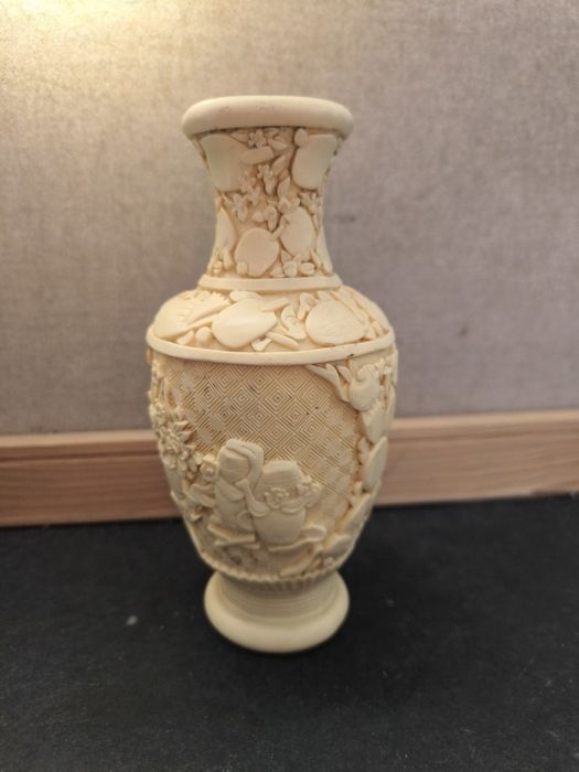 Jarra Estilo Marfim Esculpida Oriental