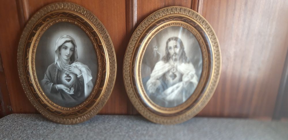 Set of 2 Sacred Heart Paintings