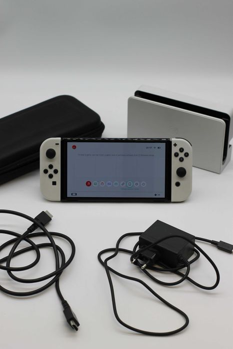 Nintendo Switch OLED White  Stan Idealny – Jak Nowa! Szkło + Pokrowiec