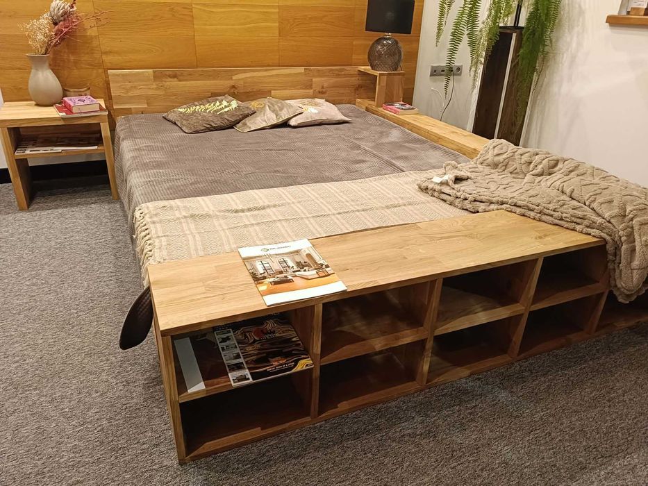 Łóżko dąb naturalny, NOWOCZESNA sypailnia 160x200