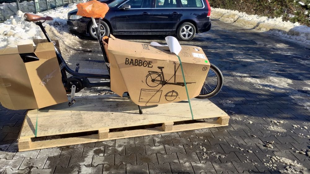 Elektryczny rower cargo Babboe City Mountain, riksza dla dzieci