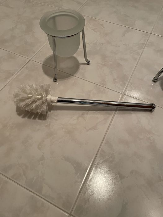 Utensilio de casa de banho - piaçaba vidro fosco com suporte de chão