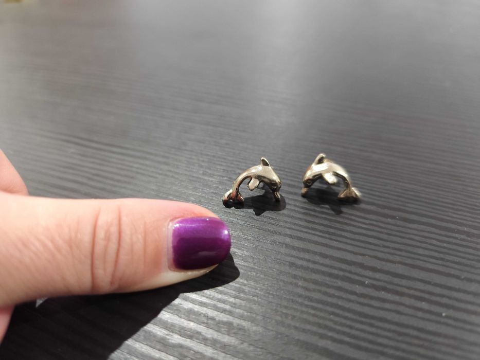Brincos golfinhos prateados