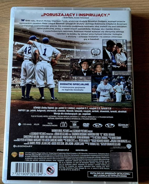 42 Prawdziwa historia amerykańskiej legendy - film dvd PL