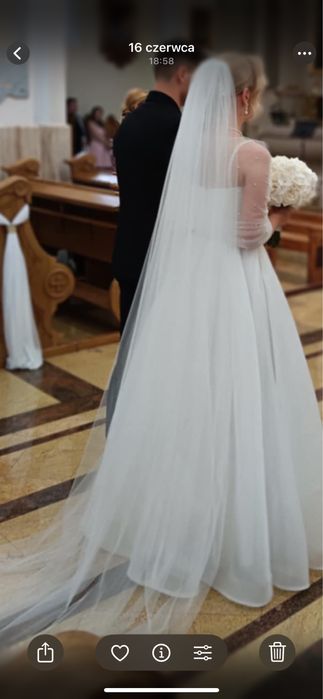 Śmietankowy welon katedralny 2,5 m