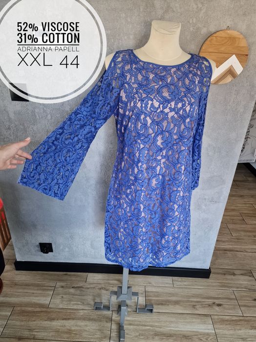 Sukienka koronką chabrowa XXL 44 odkryte ramiona