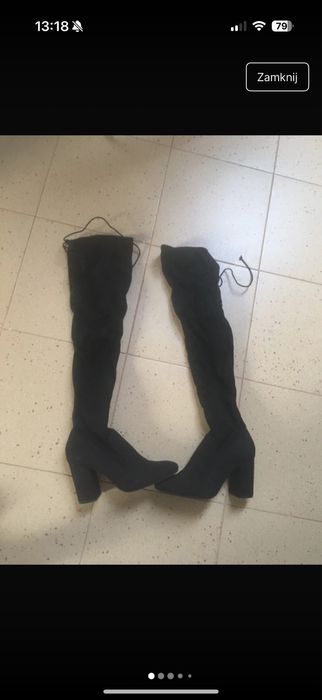 Berszka wysokie kozaki z wiązaniem, nad kolano r.39