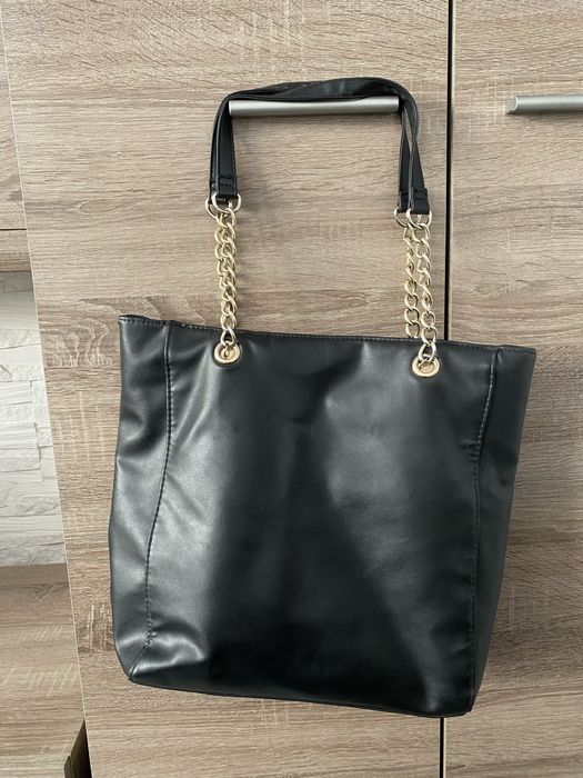 Torebka torba damska na łańcuszku złotym shopper A4