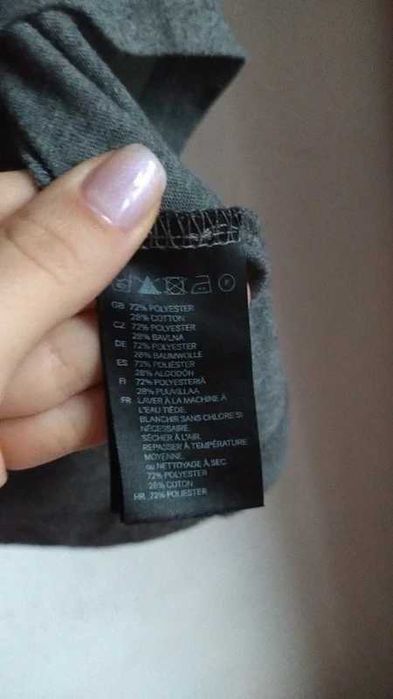 Szara krótka bluzka z krótkim rękawem H&M S