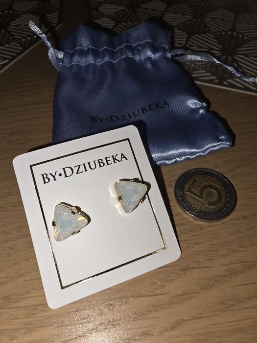 Kolczyki By Dziubeka opal pozłacane