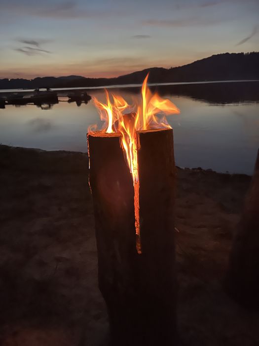 Ognisko szwedzkie, szewedzka pochodnia, ognisko, palenisko,