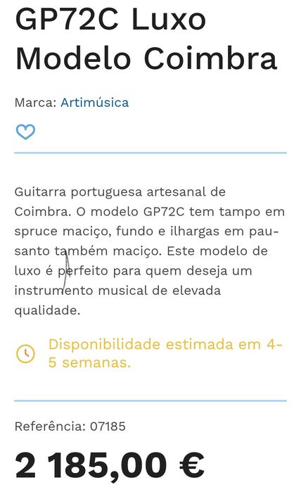 Guitarra de fado modelo Coimbra