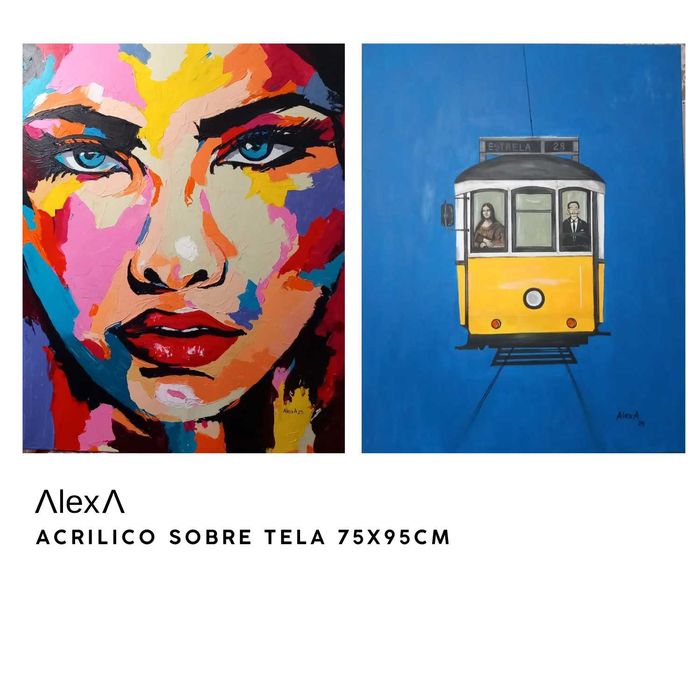 Diversas obras de arte originais em acrílico ou óleo sobre tela