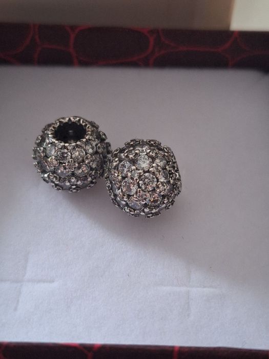 Zestaw 2 sztuk charms lśniący  pave - srebro 925