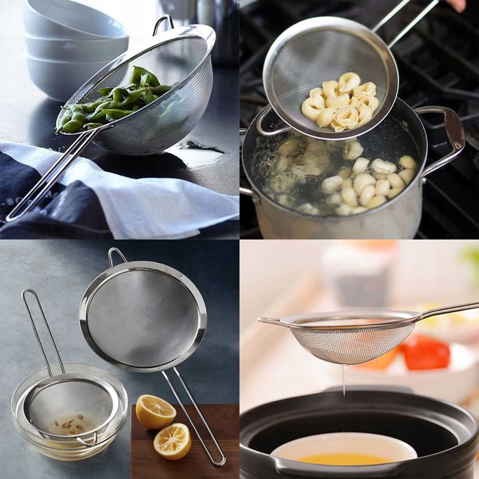 Stalowe kuchenne sitka sitko cedzak durszlak ociekacz zestaw 3 szt #93