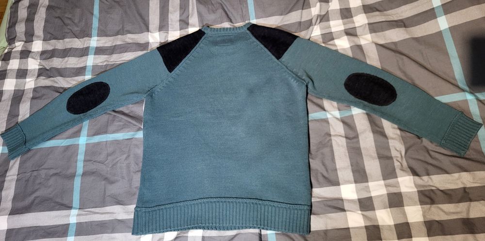 Śliczny sweter męski Threadbare wełna zielony turkus
