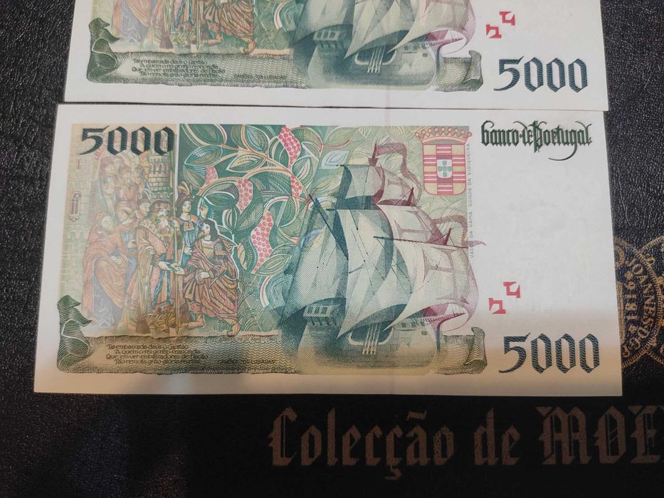 Notas de 5000$ Vasco da Gama - como Novas