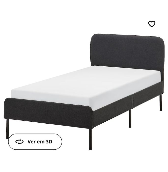 Cama solteiro cinza em excelente estado