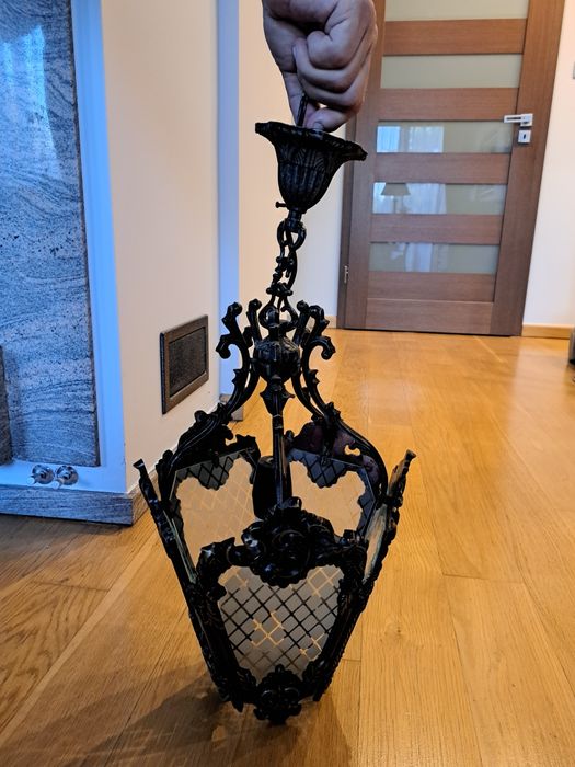 Lampa latarnia metal i szkło
