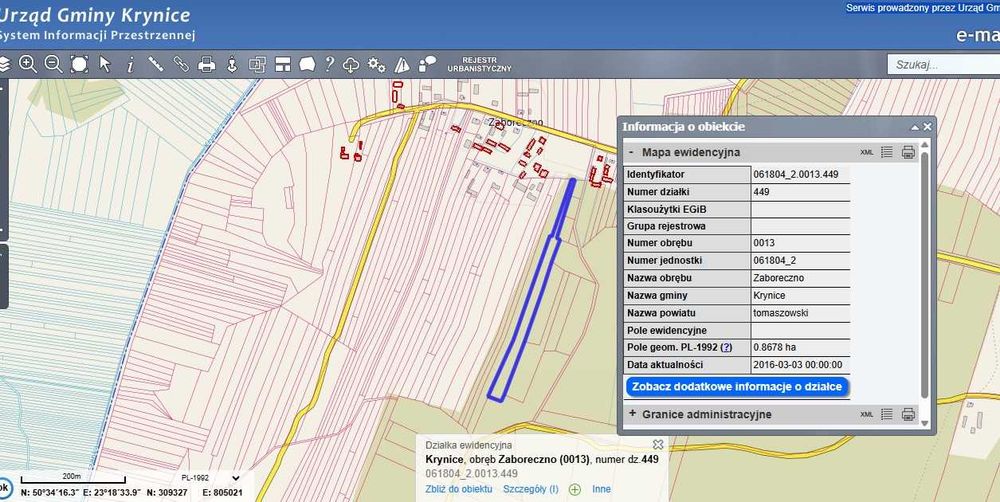 Działka leśna - las sosnowy 40 letni