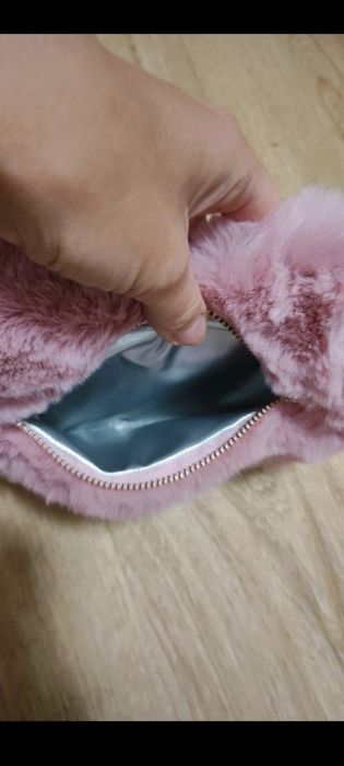 Torba torebka serce miś futerko różowa na łańcuszku nowa włochata