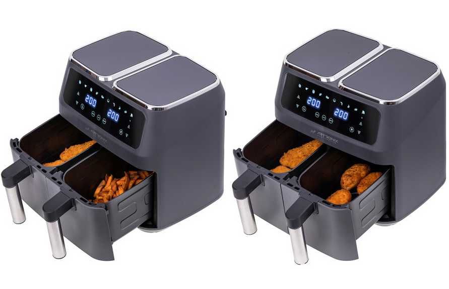 Frytkownica 8L 2500W beztłuszczowa ARTRONIX Air Fryer  GRAFITOWA 2x 4L