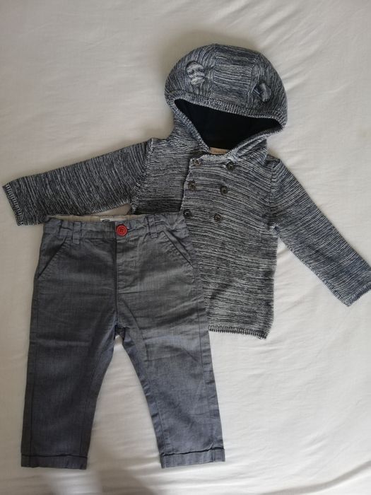 Zestaw dla chłopca eleganckie spodnie i sweter r. 80