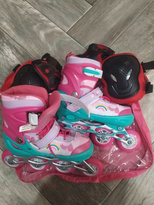 Роликовые коньки размер 34-37 розовые