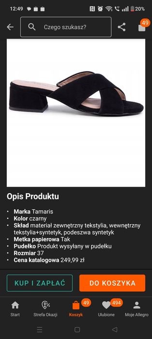 Tamaris klapki rozmiar 37