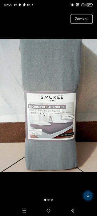 Prześcieradło Satynowe z mikrowłókna szare 160 x 200 cm, Smukee.