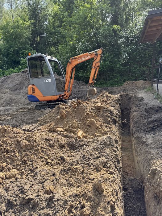 Wynajem minikoparki hitachi ex15 + laweta